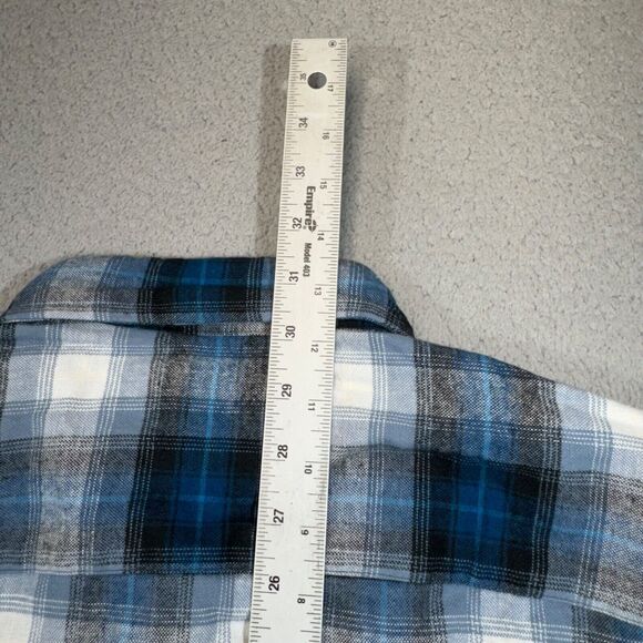 Pendleton Shirt Men Medium Blue Plaid Pocket Button Front Mason Work‎ Hike Gorp - Picture 10 of 13